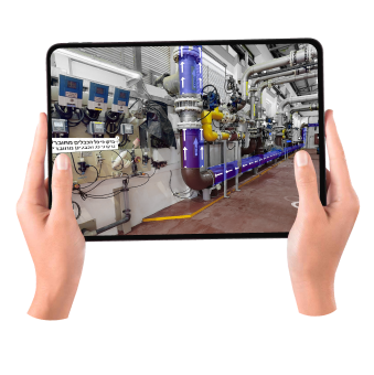 This image highlights how AR technology overlays digital instructions onto physical machinery, enhancing training, maintenance, and operational efficiency through immersive guidance.