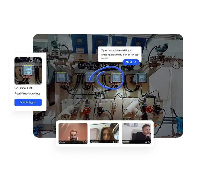 Workers collaborating in real-time within a Matterport digital twin, illustrating a training use case.